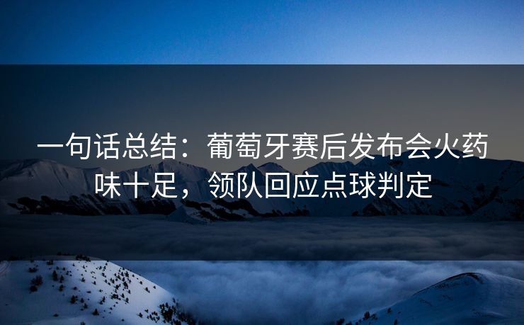 一句话总结：葡萄牙赛后发布会火药味十足，领队回应点球判定
