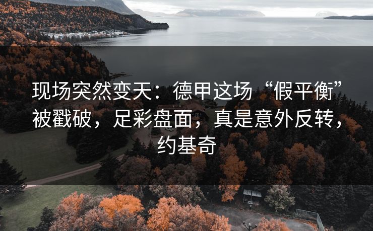 现场突然变天：德甲这场“假平衡”被戳破，足彩盘面，真是意外反转，约基奇