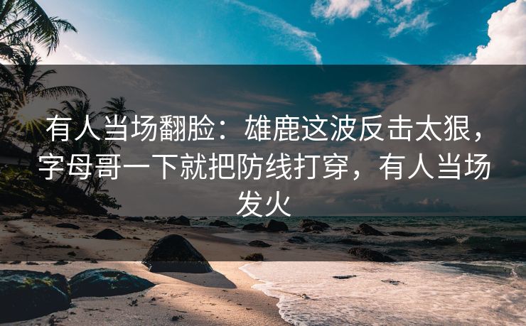 有人当场翻脸：雄鹿这波反击太狠，字母哥一下就把防线打穿，有人当场发火