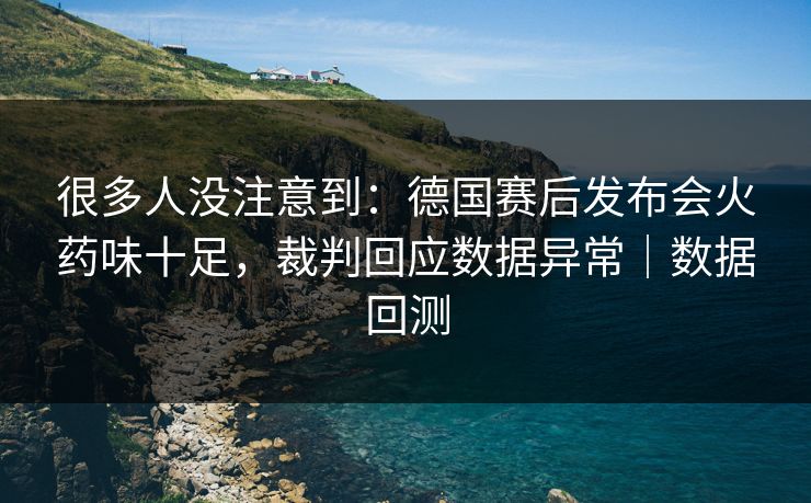 很多人没注意到：德国赛后发布会火药味十足，裁判回应数据异常｜数据回测