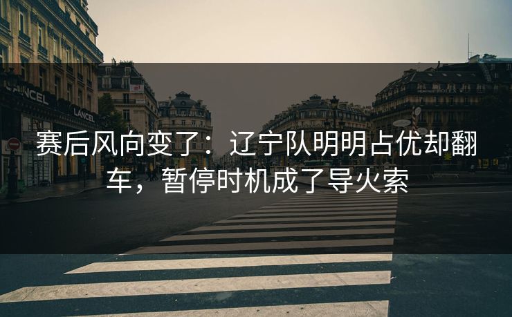 赛后风向变了：辽宁队明明占优却翻车，暂停时机成了导火索